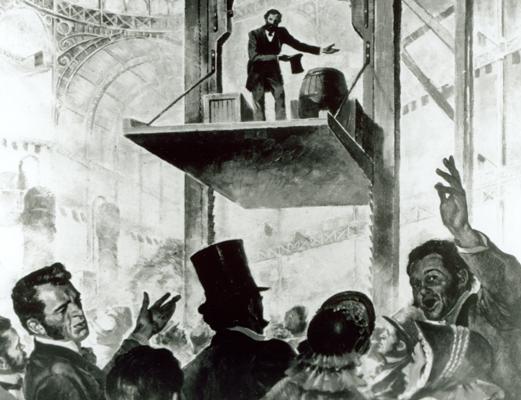 La dimostrazione di Otis alla fiera del 1854 (Miniatura 521x400 px)